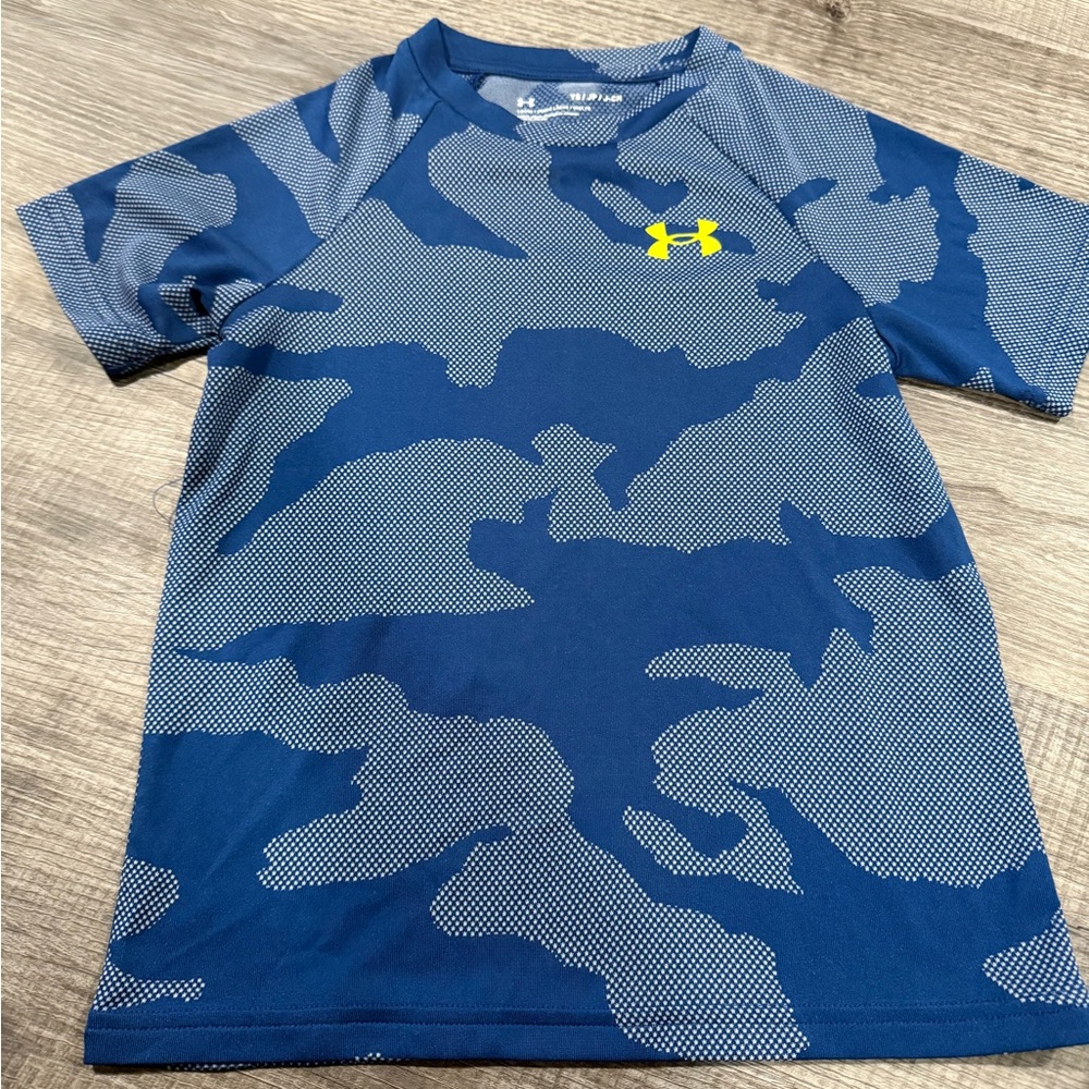 Under Armour Blue Camouflage Tee with Yellow Accent